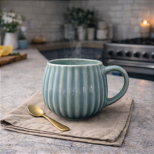 Xícara Listras Verticais Azul Claro