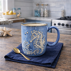 Xícara Cerâmica Cavalo Marinho