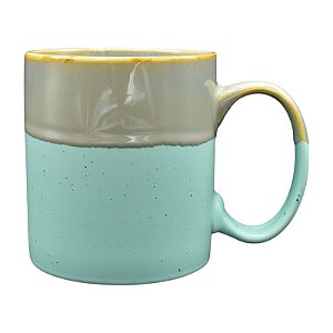 Xícara Cerâmica Cinza e Verde