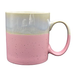 Xícara Cerâmica Branca e Rosa