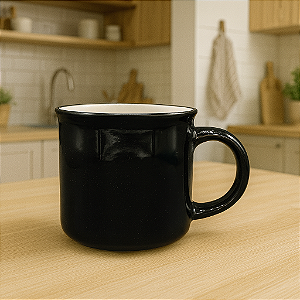 Xícara Cerâmica Com Borda Preta