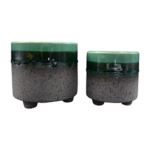 JG c/2 Vaso Degrade Verde Claro/Escuro