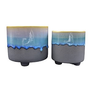 JG c/2 Vaso Degrade Azul E Cinza