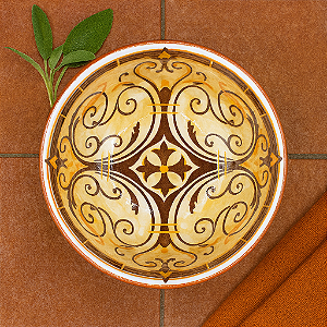 Molheira Cerâmica Redonda Marrom/Branco