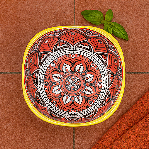 Molheira De Cerâmica Quadrados Vermelho/Preto