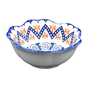 Molheira De Cerâmica Formato Petalas Azul/Laranja