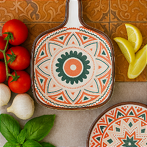 Molheira Cerâmica Marrom/Vermelho