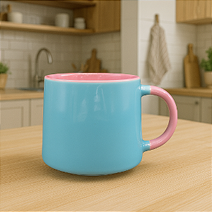 Xícara Cerâmica Cor Por Dentro Azul