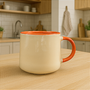 Xícara Cerâmica Cor Por Dentro Laranjada
