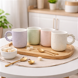 Jg C/4 Canecas De Ceramica Cabo Torcido