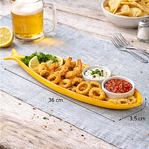 Prato Cerâmica Peixes Finos M Laranja