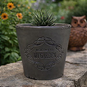 Vaso Welcome My Garden Marrom