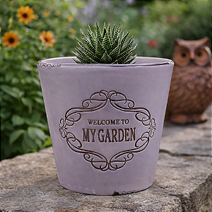 Vaso Welcome My Garden Roxo