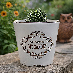 Vaso Welcome My Garden Branco