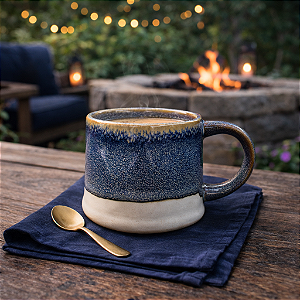 Xícara Cerâmica Neutra C/ Bolinhas