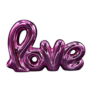 Ceramica Decorativa Love Rosa Brilhante