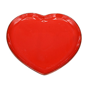 Prato De Ceramica Coração G Rosa