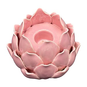 Porta Vela Flor De Lotus Em Ceramica M