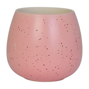 Vaso Em Ceramica Rosa Com Textura De Bolinhas