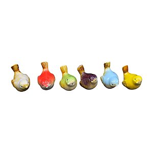 Jogo 6Pçs Passaros Coloridos Em Ceramica