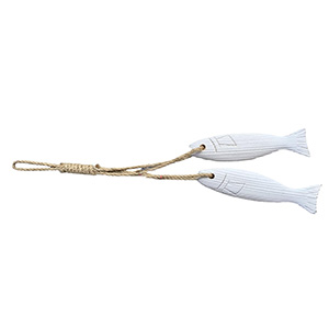 Enfeite Dupla De Peixes Azul E Branco