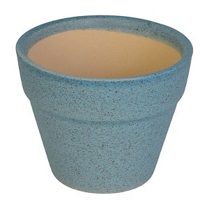Vaso Ceramica Com Borda Azul