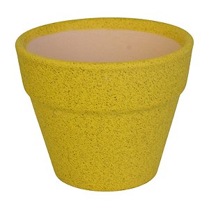 Vaso Ceramica Com Borda Amarelo