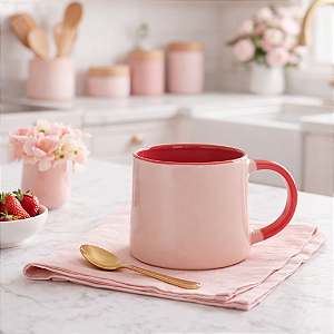 Xícara Cerâmica Rosa