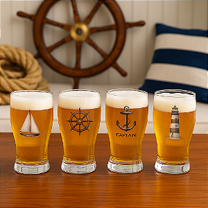 Jogo C/4 Copos De Cerveja Nauticos