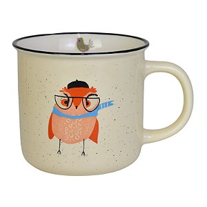 Caneca De Coruja Laranja De Oculos