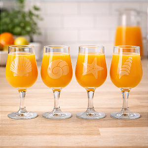 Jogo Com 4 Taças Estampa Transparente