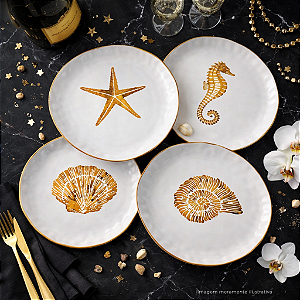 Jogo 4pçs Pratos Bege