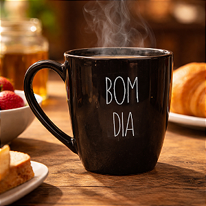 Caneca Preta Bom Dia