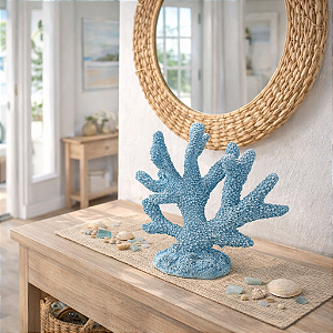 Enfeite Coral Moderno Em Resina Azul