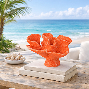 Enfeite De Coral Branco Resina Vermelho