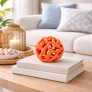 Bola De Coral Em Resina Vermelho