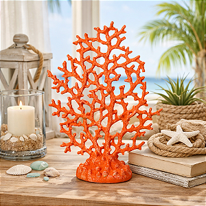 Coral Branco Com Base Vermelho