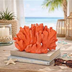 Coral Branco Em Resina Vermelho