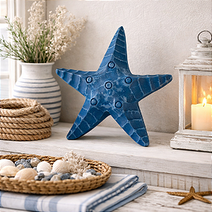 Enfeite Estrela De Mesa Azul