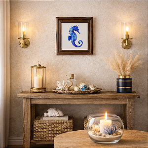 Quadro Cavalo Marinho Azul