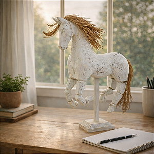 Cavalo Articulado Branco Grande