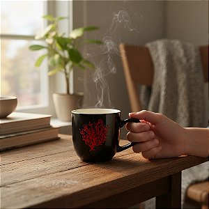 Caneca Coral Preta em Cerâmica