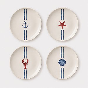 Jogo de Pratos Motivos Nauticos 4pçs