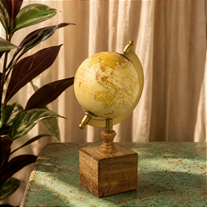 Globo Decorativo Vintage com Base Amadeirada P