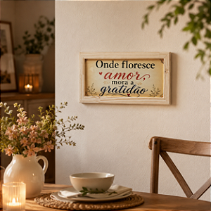 Quadro Decorativo “Onde Floresce Amor, Mora a Gratidão”
