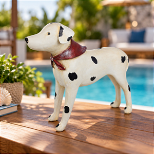 Escultura Dalmata com Bandana Vermelha