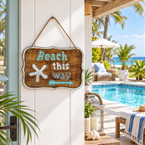 PLACA DECORATIVA BEACH THIS WAY