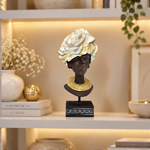 Escultura Decorativa Mulher com Flor