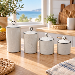 Conjunto com 4 Potes Decorativos com Tampa