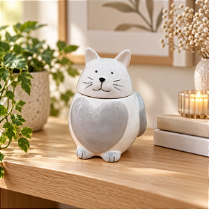 Pote Decorativo Gatinho Branco